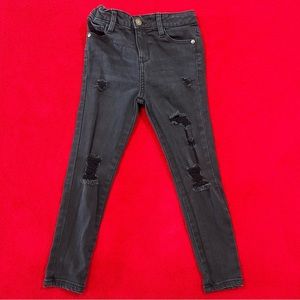 Girls Size 6X Art Class Black Skinny Ripped Adjustable Waist Jeans